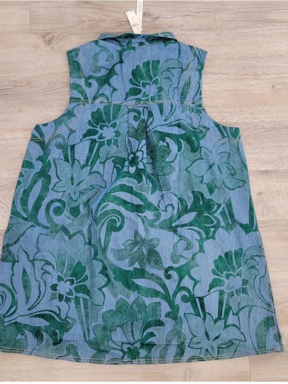 Anthropologie Pilcro Sleeveless Collared Denim Mini Dress Green Blue sz SP - Picture 4 of 12